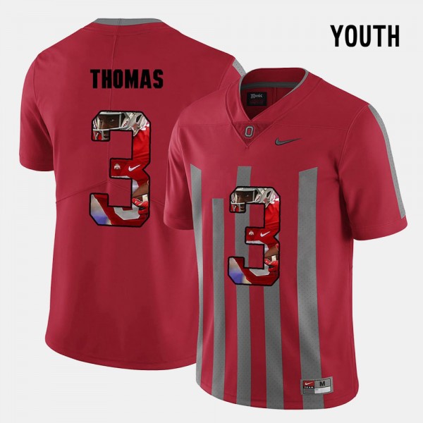 Ohio State Buckeyes Michael Thomas Youth #3 Red Pictorial Fashion College Football Jersey 2404MXPZ2